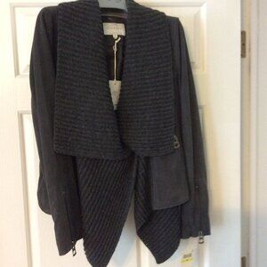 Charcoal suede and wool waterfall Lucky Brand jacket NWT